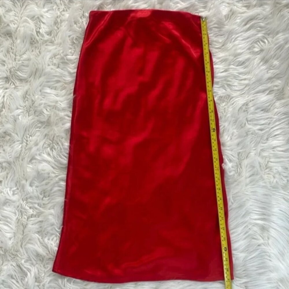 Vici Red Satin Midi Skirt